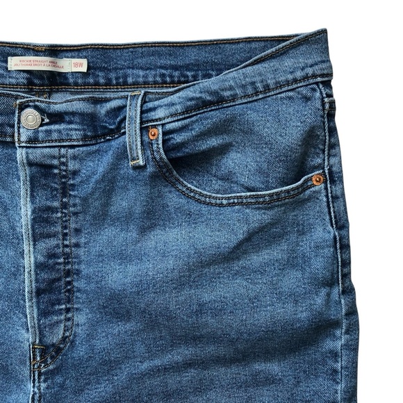 Levi’s Ribcage Straight Ankle Size 18W Medium Wash Raw Hem Wide Leg Crop - Picture 5 of 15